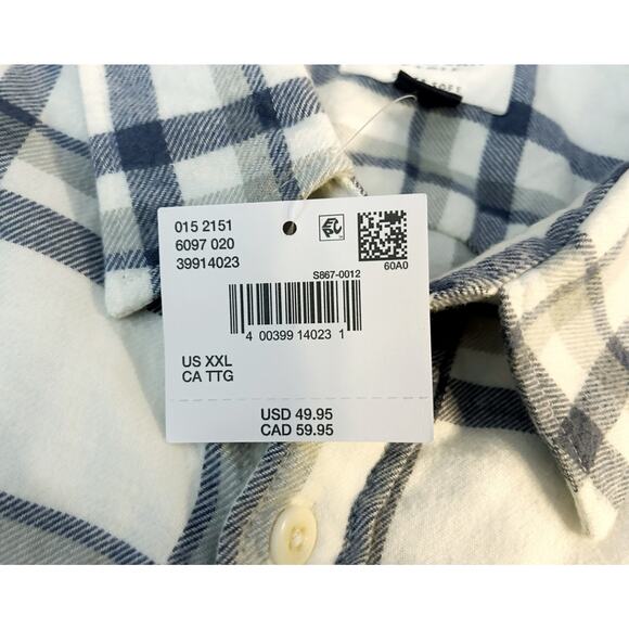 American Eagle Super Soft Creme Plaid Button-Down Shirt Mens Size XXL NWT - Picture 3 of 7